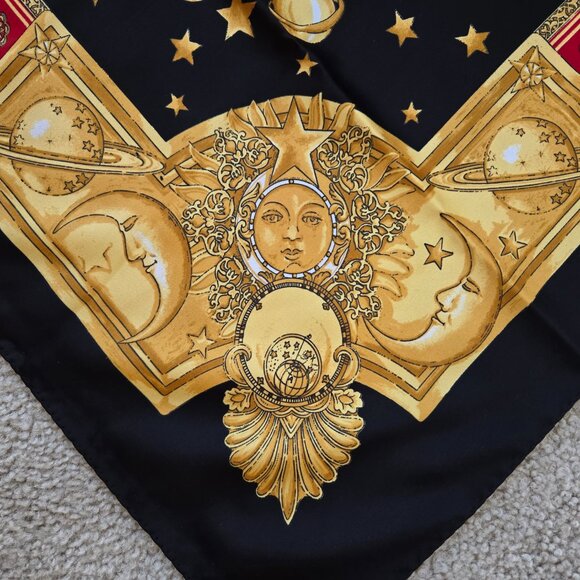 Loris Azzaro Celestial Silk Scarf Sun Moon Stars Zodiac - Picture 3 of 10